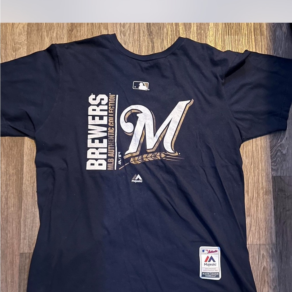 Majestic Navy Brewers Tee